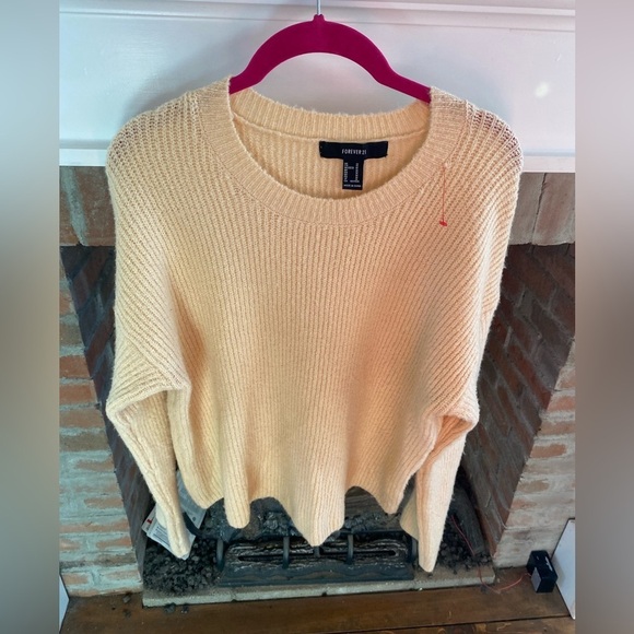 Forever 21 Butter Yellow Crew Neck Drop Shoulder Oversized Sweater Medium - Picture 2 of 6